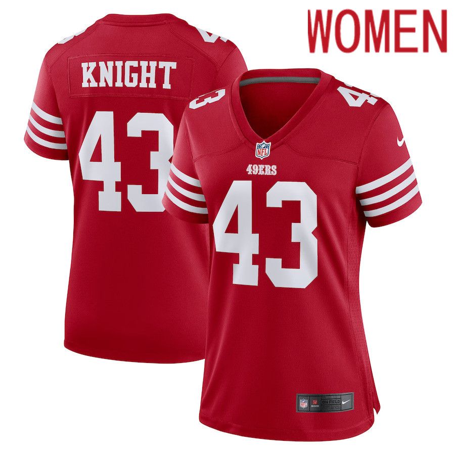 Women San Francisco 49ers #43 Qwuantrezz Knight Nike Scarlet Game Player NFL Jersey